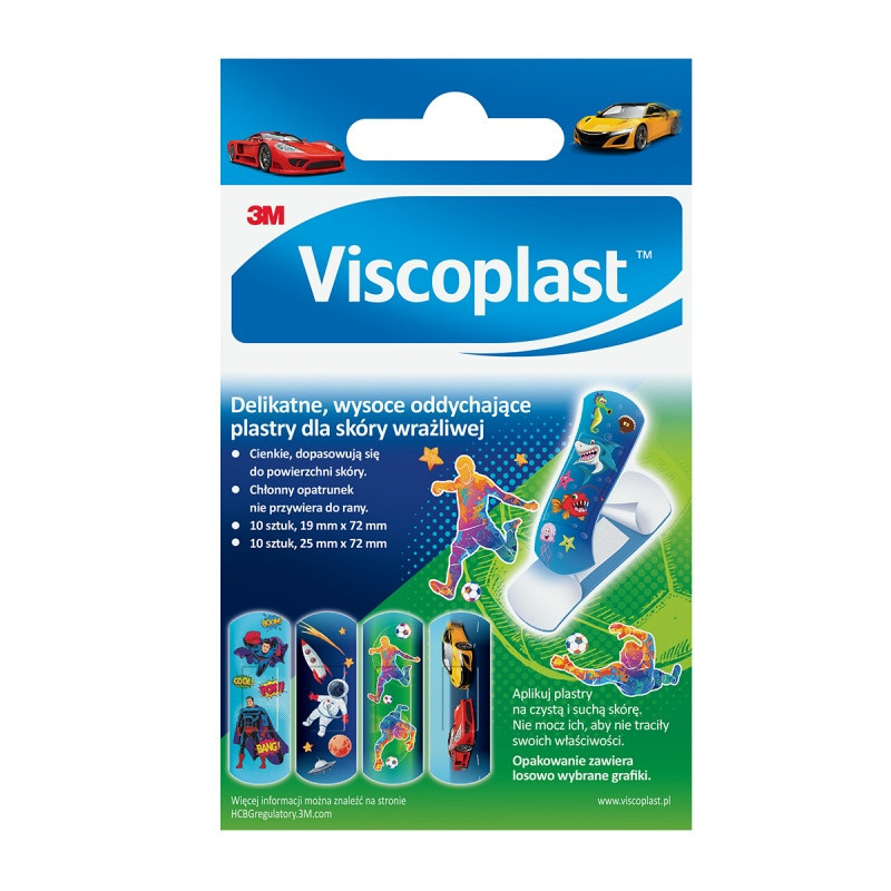 Plastry dziecięce VISCOPLAST Cool, 2 rozmiary, 20 szt., pudełko