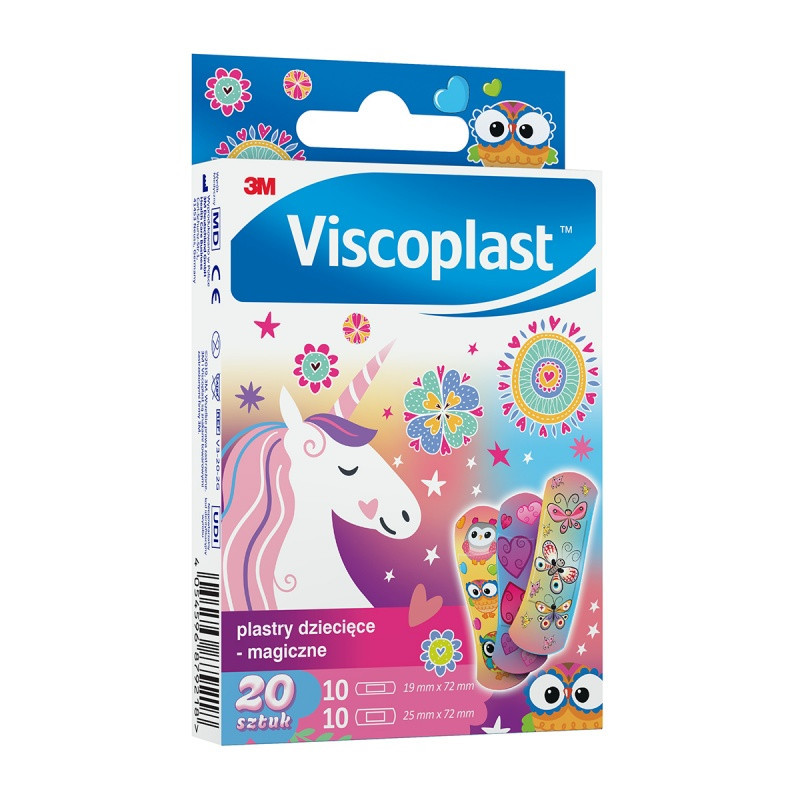 Plastry dziecięce VISCOPLAST Magiczne, 2 rozmiary, 20 szt., pudełko