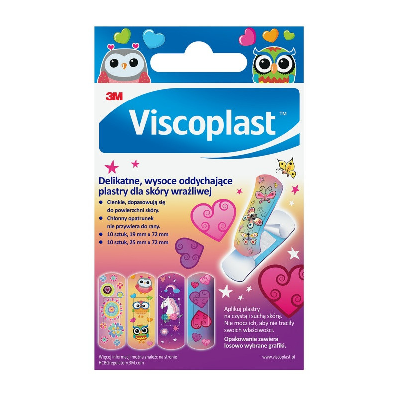 Plastry dziecięce VISCOPLAST Magiczne, 2 rozmiary, 20 szt., pudełko