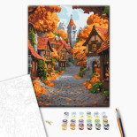 Malowanie po numerach BRUSHME, 40x50 cm, październikowe miasteczko, 1 szt., w pudełku