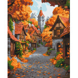 Malowanie po numerach BRUSHME, 40x50 cm, październikowe miasteczko, 1 szt., w pudełku