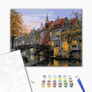 Malowanie po numerach BRUSHME, 40x50 cm, zmierzch w mieście, 1 szt., w pudełku