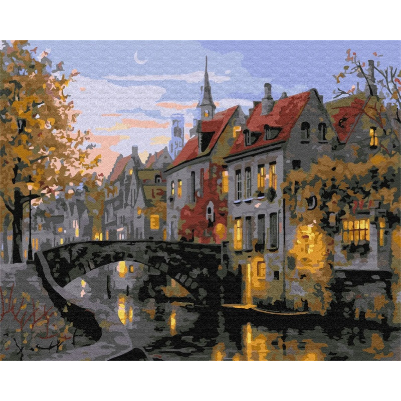 Malowanie po numerach BRUSHME, 40x50 cm, zmierzch w mieście, 1 szt., w pudełku