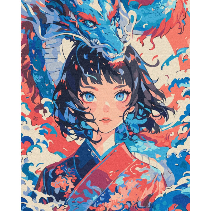 Malowanie po numerach BRUSHME, 40x50 cm, dziewczyna która stała się smokiem, 1 szt., w pudełku