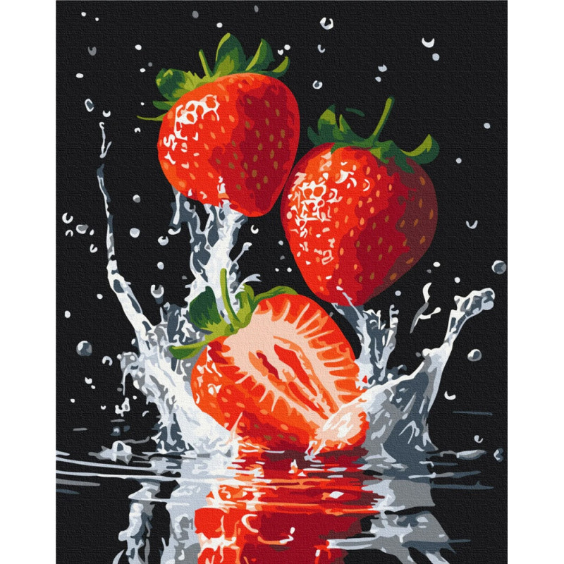 Malowanie po numerach BRUSHME, 40x50 cm, soczyste truskawki, 1 szt., w pudełku