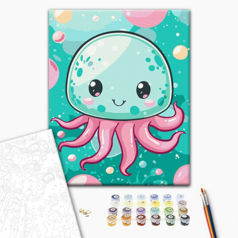 Malowanie po numerach BRUSHME, 30x40 cm, kids, wesoła meduza, 1 szt.