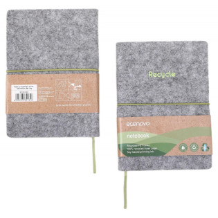 Notes ECONOVO, z recyklingu, okładka z filcu, w linie, 96 kart, 70gsm, szary