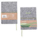 Notes ECONOVO, z recyklingu, okładka z filcu, w linie, 96 kart, 70gsm, szary