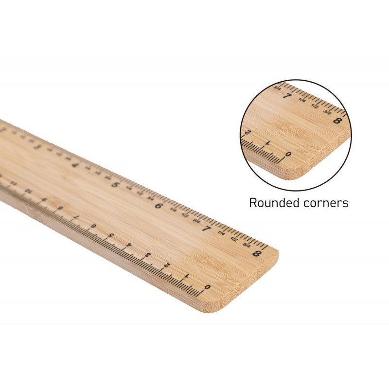 Linijka ECONOVO, 20cm, 100% z biodegradowalnego bambusa, naturalny