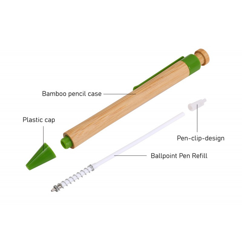 Długopis ECONOVO, obudowa 100% z biodegradowalnego bambusa, 1,0 mm, 2 szt., naturalny