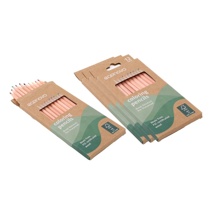 Kredki ołówkowe ECONOVO, FSC, 3mm, 12 szt., mix kolorów