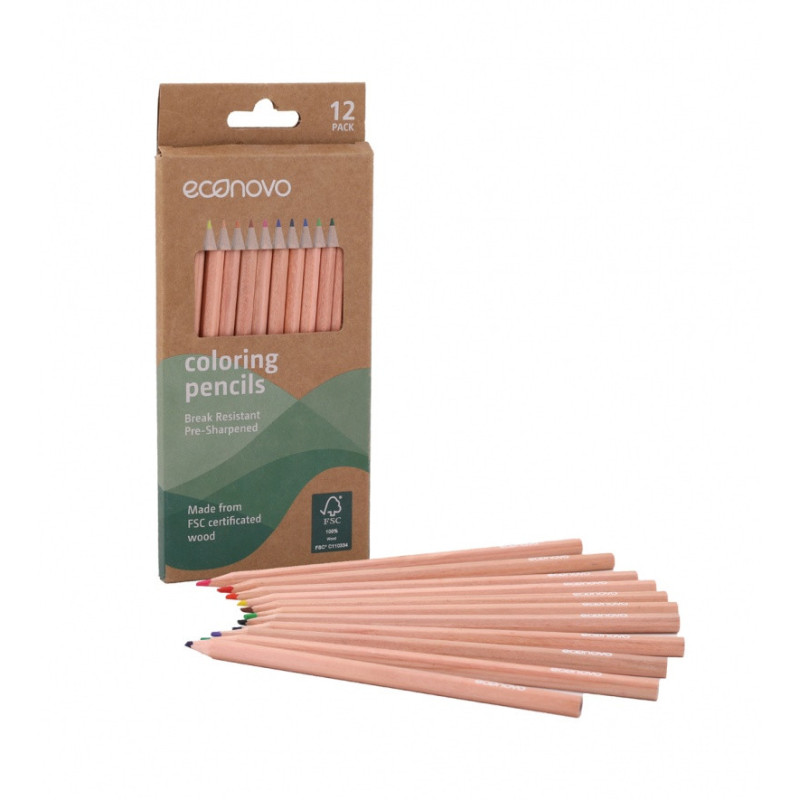 Kredki ołówkowe ECONOVO, FSC, 3mm, 12 szt., mix kolorów