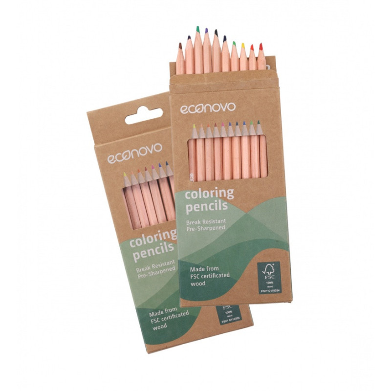 Kredki ołówkowe ECONOVO, FSC, 3mm, 12 szt., mix kolorów