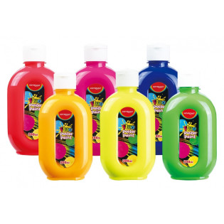 Farba plakatowa KEYROAD, 300ml, butelka, mix kolorów neonowych