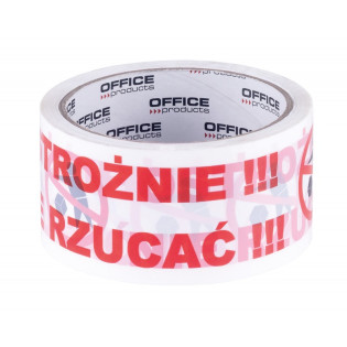 Taśma pakowa OFFICE PRODUCTS, ostrożnie nie rzucać, 48mm x 50y, 36mic, 1szt., biała