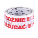 Taśma pakowa OFFICE PRODUCTS, ostrożnie nie rzucać, 48mm x 50y, 36mic, 1szt., biała