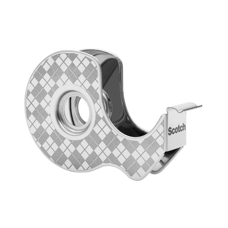 Dyspenser taśmy SCOTCH, ze stali nierdzewnej + 2x taśma Magic™ 19mm x 13,9m, srebrny