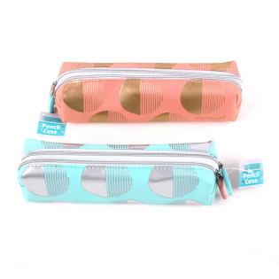 Piórnik KEYROAD Metallic, podwójny zamek, mix kolorów