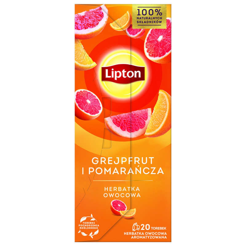 Herbata LIPTON owocowa, grejpfrut i pomarańcza, 20 torebek