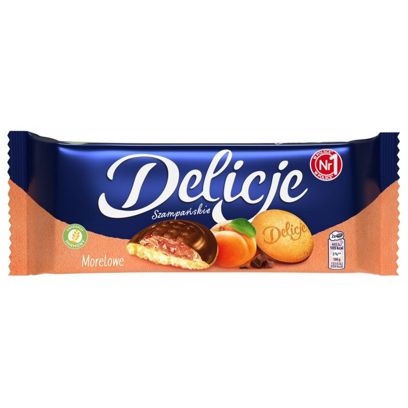 Ciastka DELICJE SZAMPAŃSKIE, 147g, morelowe, krótki termin ważności