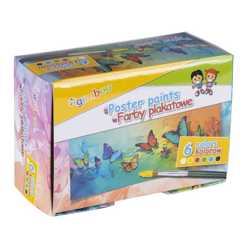 Farby plakatowe GIMBOO, 6x20ml, mix kolorów