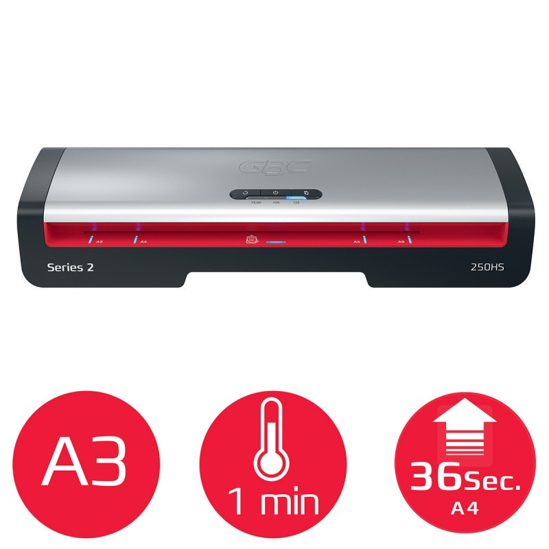 Laminator GBC 250HS Office, A3, nagrzew.: 1min, prędk. laminacji: 36s., czarno-srebrny