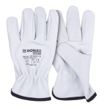 Rękawice robocze DONAU SAFETY DS-DRIVCOW, driver, skóra bydlęca, rozm. 8/M, białe