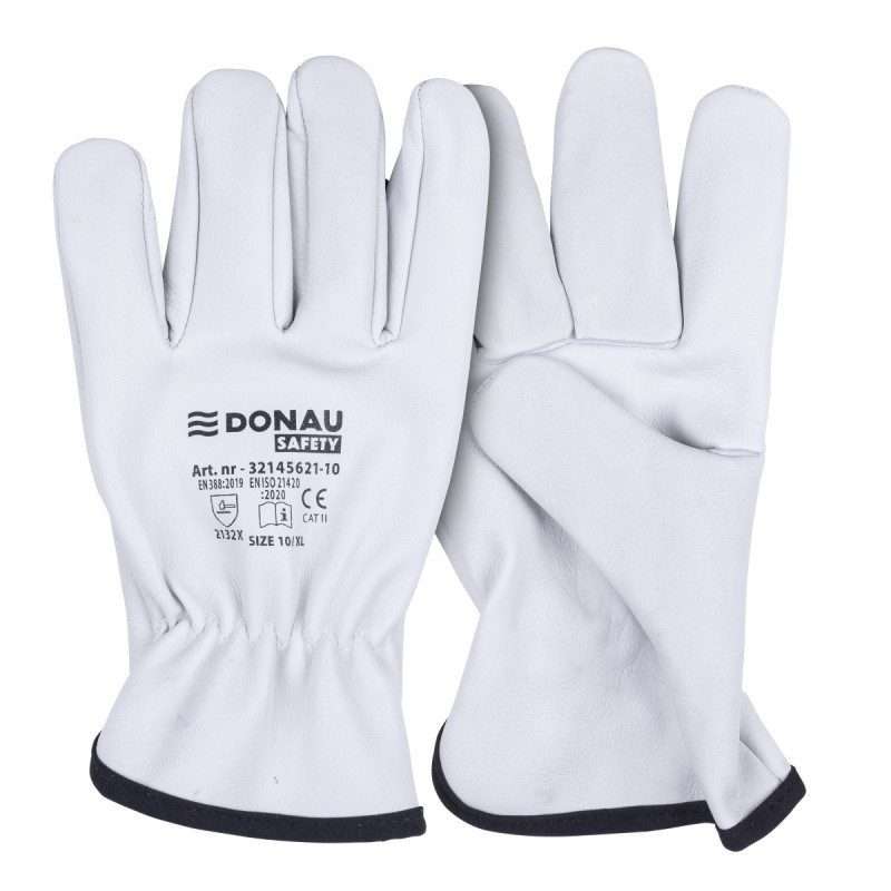 Rękawice robocze DONAU SAFETY DS-DRIVCOW, driver, skóra bydlęca, rozm. 10/XL, białe