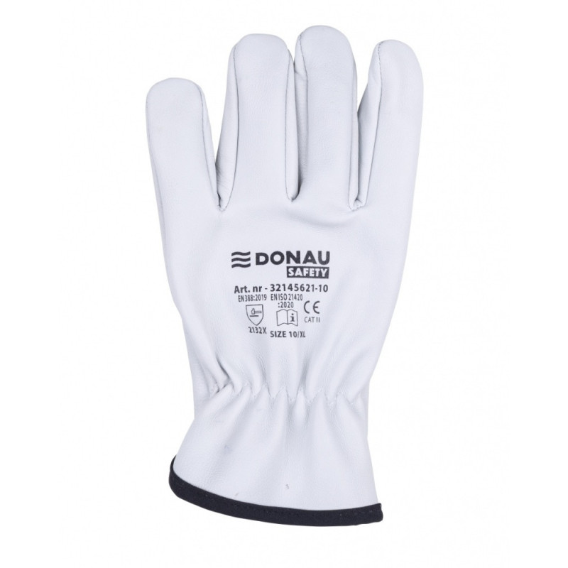 Rękawice robocze DONAU SAFETY DS-DRIVCOW, driver, skóra bydlęca, rozm. 11/XXL, białe