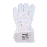 Rękawice robocze DONAU SAFETY DS-DOKGOAT, doker, skóra kozia, rozm. 10,5/XL, szaro-białe