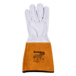 Rękawice spawalnicze DONAU SAFETY DS-KEV WELTIG, kevlar, skóra kozia, rozm. 10/XL, biało-złote