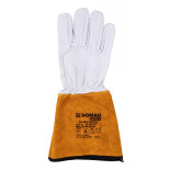 Rękawice spawalnicze DONAU SAFETY DS-KEV WELTIG, kevlar, skóra kozia, rozm. 10/XL, biało-złote
