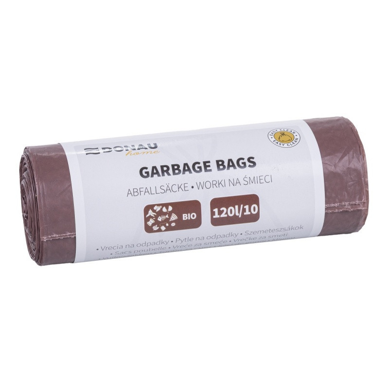 Worki na śmieci DONAU HOME, do segregacji, odpady BIO (LDPE), 120l, 10 szt., brązowe
