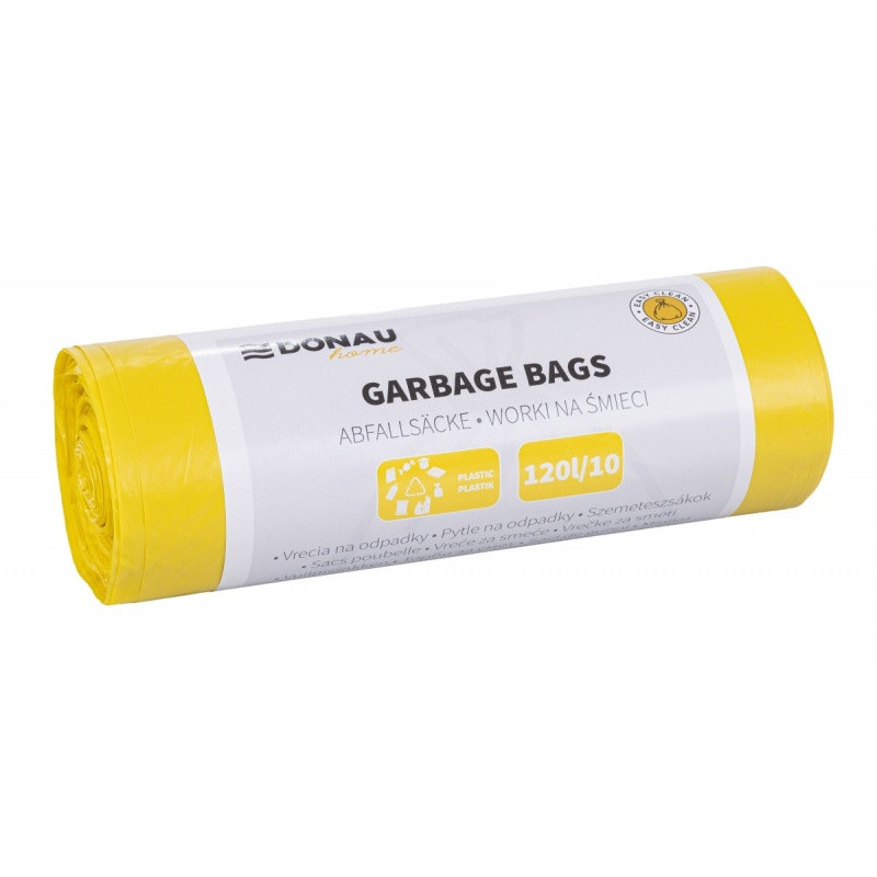 Worki na śmieci DONAU HOME, do segregacji, plastik (LDPE), 120l, 10 szt., żółte