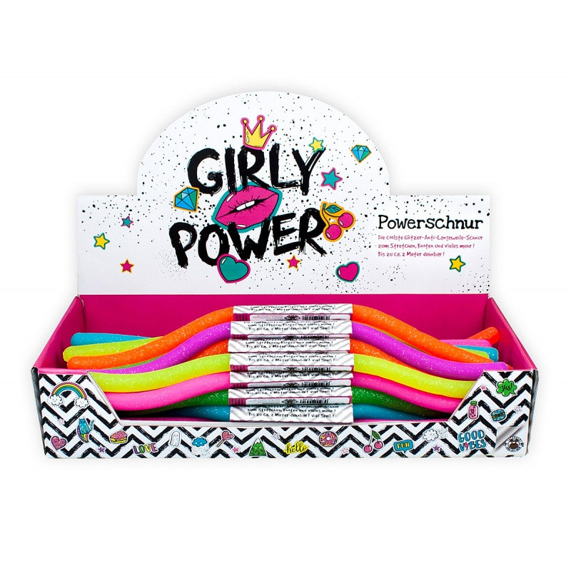 Sznurek elastyczny TRENDHAUS Powerstring, z brokatem, mix kolorów neonowych