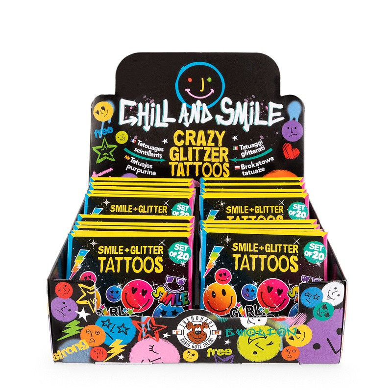 Tatuaże TRENDHAUS Chile & Smile, brokatowe, 20szt., mix kolorów