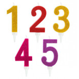 Świeczka urodzinowa TRENDHAUS Birthday Fun maxi, brokatowa, cyfra 0-9, mix kolorów