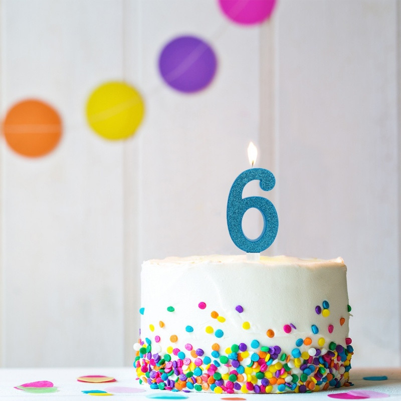 Świeczka urodzinowa TRENDHAUS Birthday Fun maxi, brokatowa, cyfra 0-9, mix kolorów