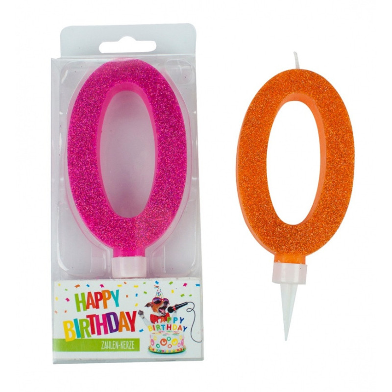Świeczka urodzinowa TRENDHAUS Birthday Fun maxi, brokatowa, cyfra 0-9, mix kolorów