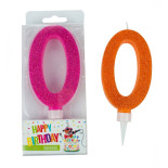 Świeczka urodzinowa TRENDHAUS Birthday Fun maxi, brokatowa, cyfra 0-9, mix kolorów