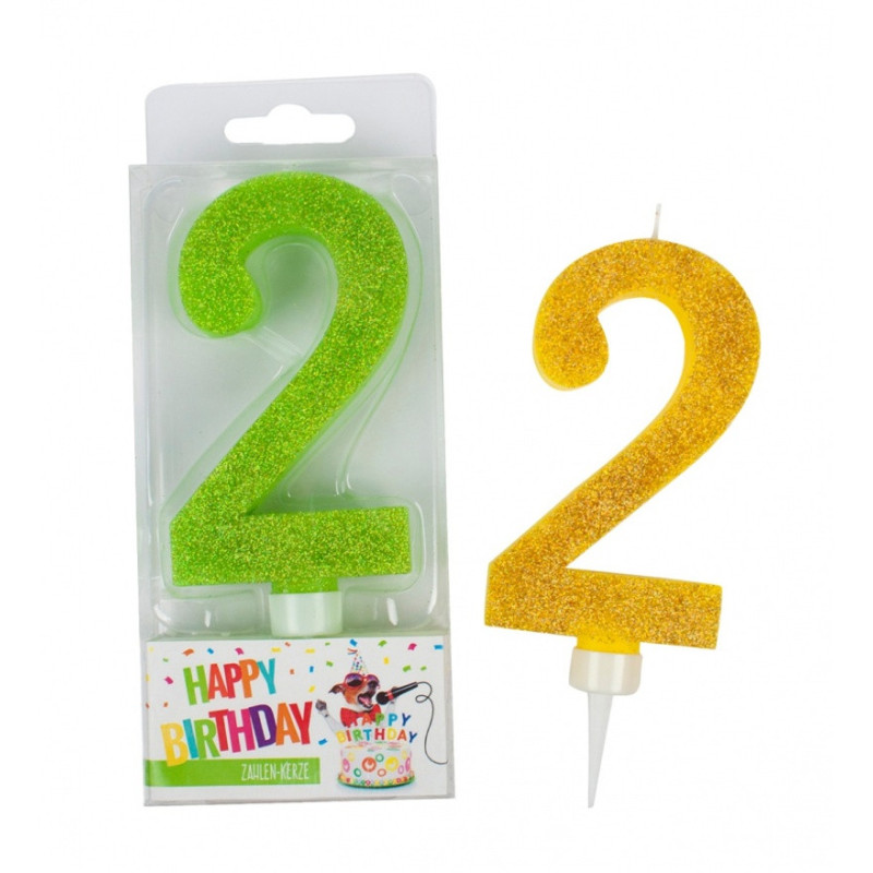 Świeczka urodzinowa TRENDHAUS Birthday Fun maxi, brokatowa, cyfra 0-9, mix kolorów