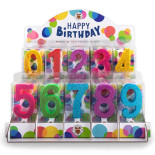 Świeczka urodzinowa TRENDHAUS Birthday Fun maxi, brokatowa, cyfra 0-9, mix kolorów