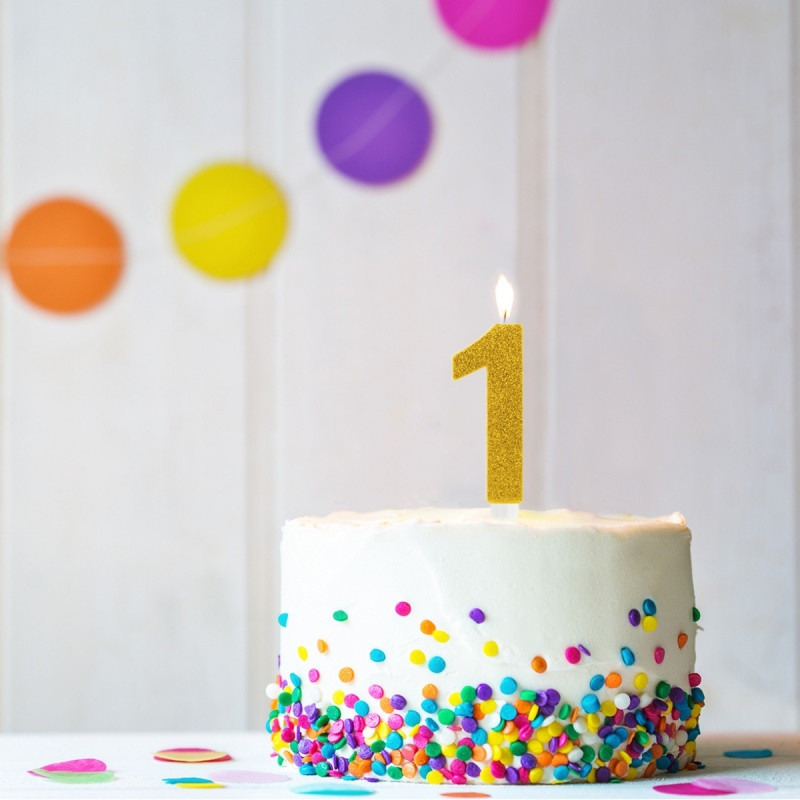 Świeczka urodzinowa TRENDHAUS Birthday Fun maxi, brokatowa, cyfra 1, mix kolorów