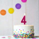 Świeczka urodzinowa TRENDHAUS Birthday Fun maxi, brokatowa, cyfra 4, mix kolorów