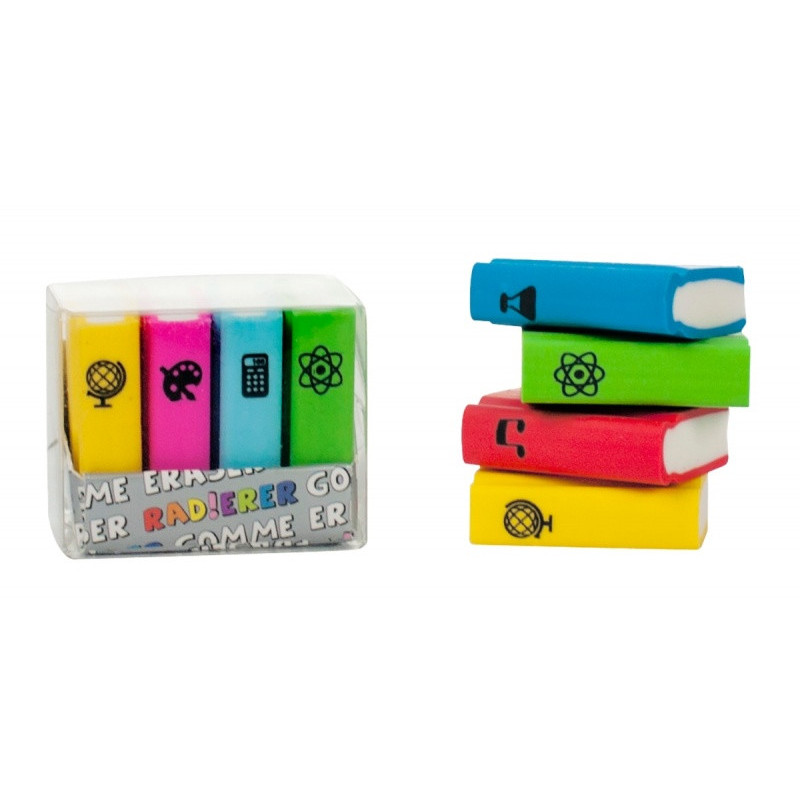 Gumki do ścierania TRENDHAUS, książki, 4 szt., mix kolorów