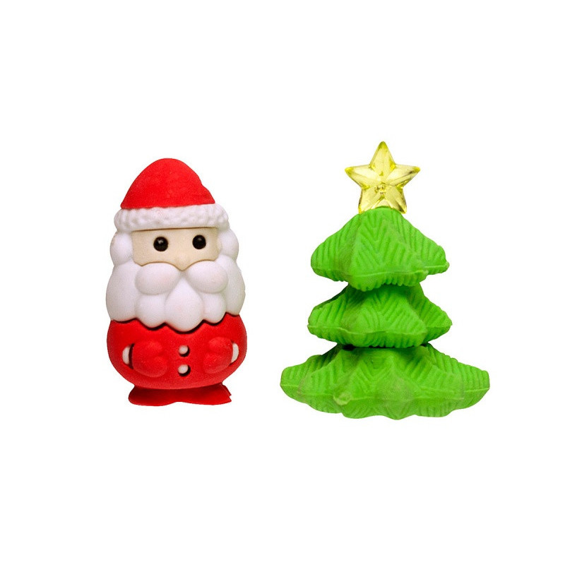 Gumki do ścierania TRENDHAUS, mikołaj i choinka, 2 szt., mix kolorów