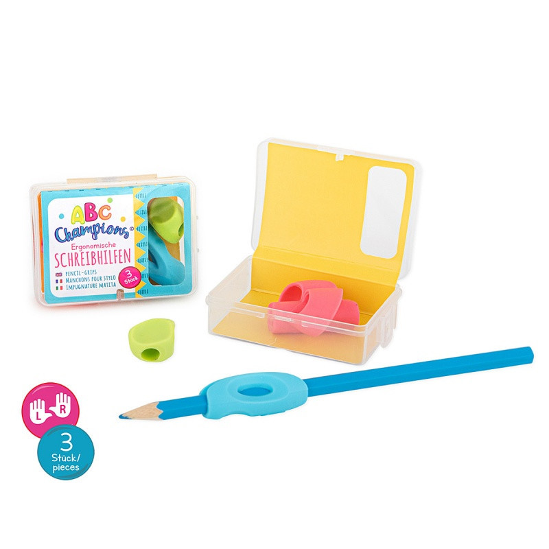 Ergonomiczne uchwyty do nauki pisania TRENDHAUS ABC Champions, 3 szt., mix kolorów