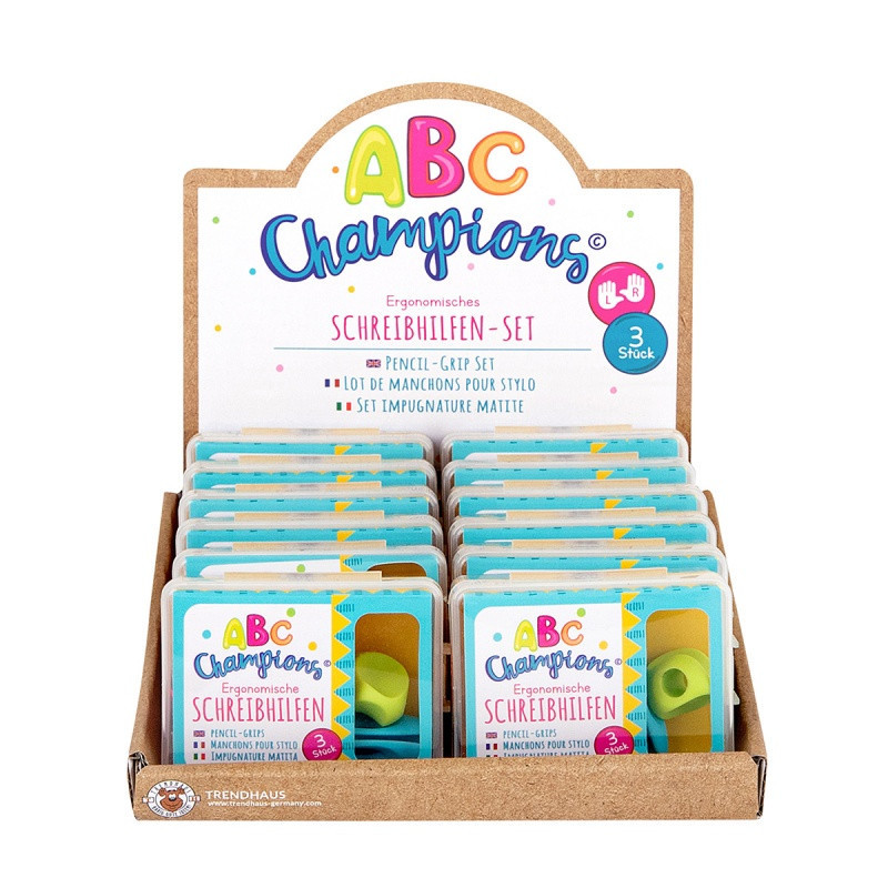 Ergonomiczne uchwyty do nauki pisania TRENDHAUS ABC Champions, 3 szt., mix kolorów
