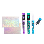 Długopisy żelowe TRENDHAUS Tattoo Studio Gliter, ze wzornikiem, 10,6 cm, 3 szt., etui, mix kolorów