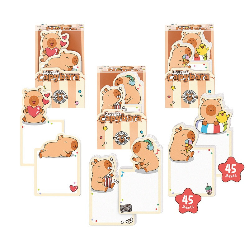 Zestaw notesów TRENDHAUS CP HL-5, kapibara, 2 x 45 kart., mix kolorów